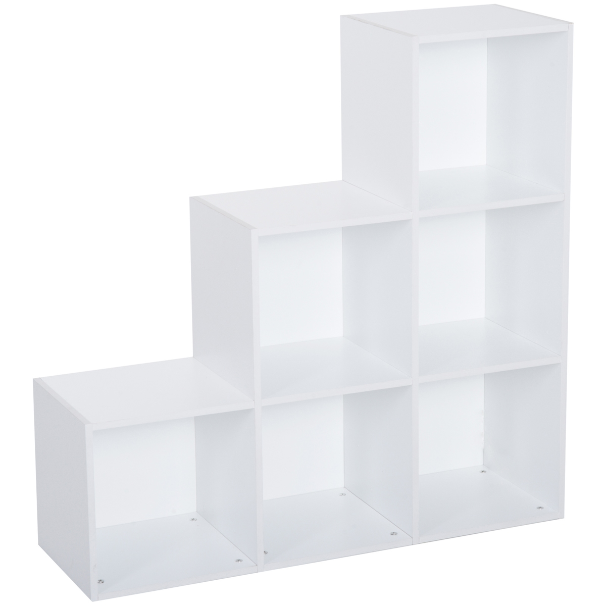HOMCOM Regal Spanplatte Standregal Bücherregal Schrank Organizer Ablage Modern 3-stufig 6 Fächer Weiß Image