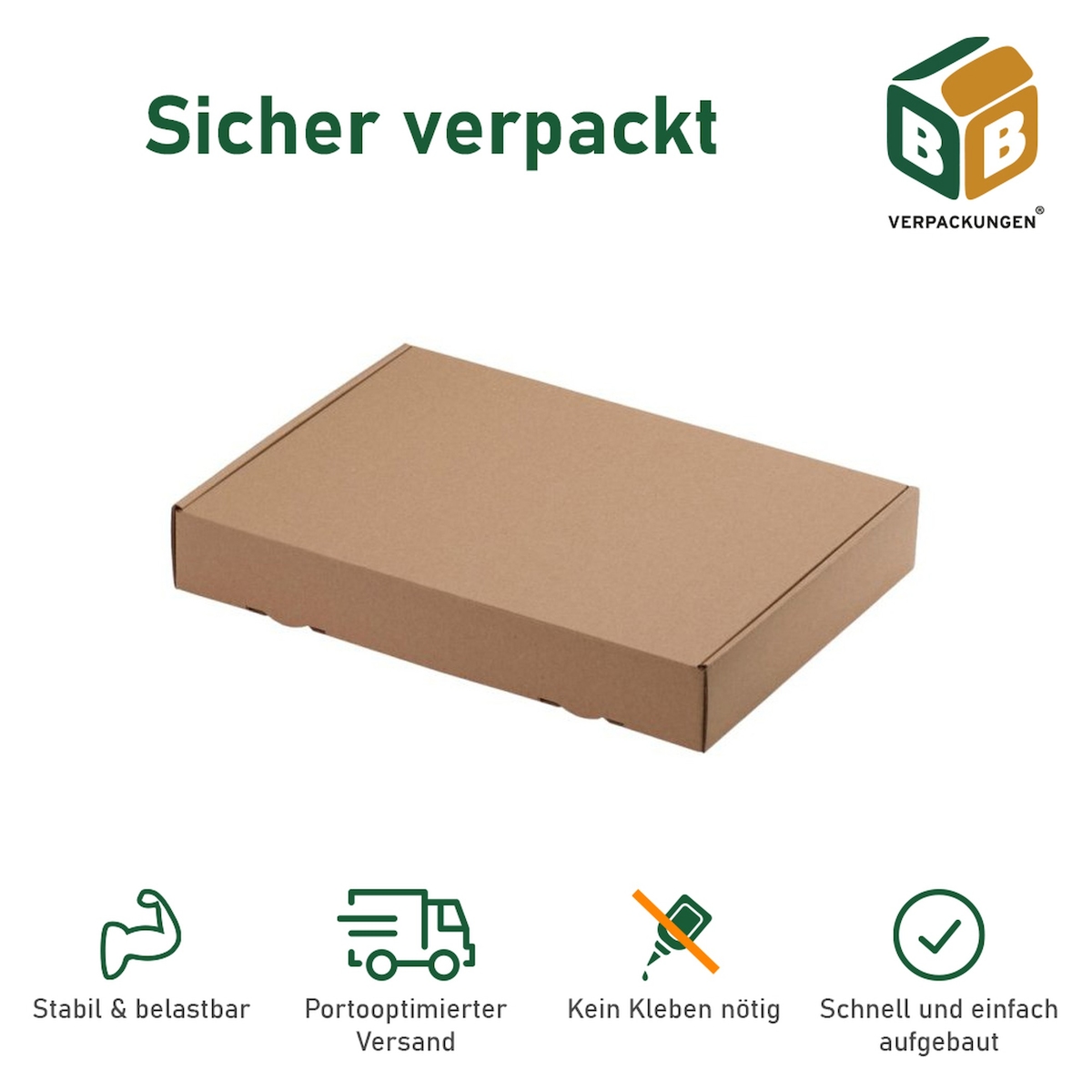 BB-Verpackungen GmbH 300 x Maxibriefkarton (319 x 225 x 50 mm) DIN A4 stabiler Versandkarton Faltschachtel Versandschachtel Wellpappe BB-Verpackungen Image