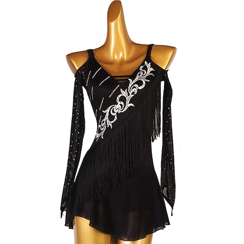 Abito da pattinaggio artistico Per donna Ragazze Pattinaggio sul ghiaccio Vestito Nero Patchwork Nappa Rete Spandex Alta elasticità Professionale Allenamento Competizione Vestiti da pattinaggio sul - Lightinthebox.com/it