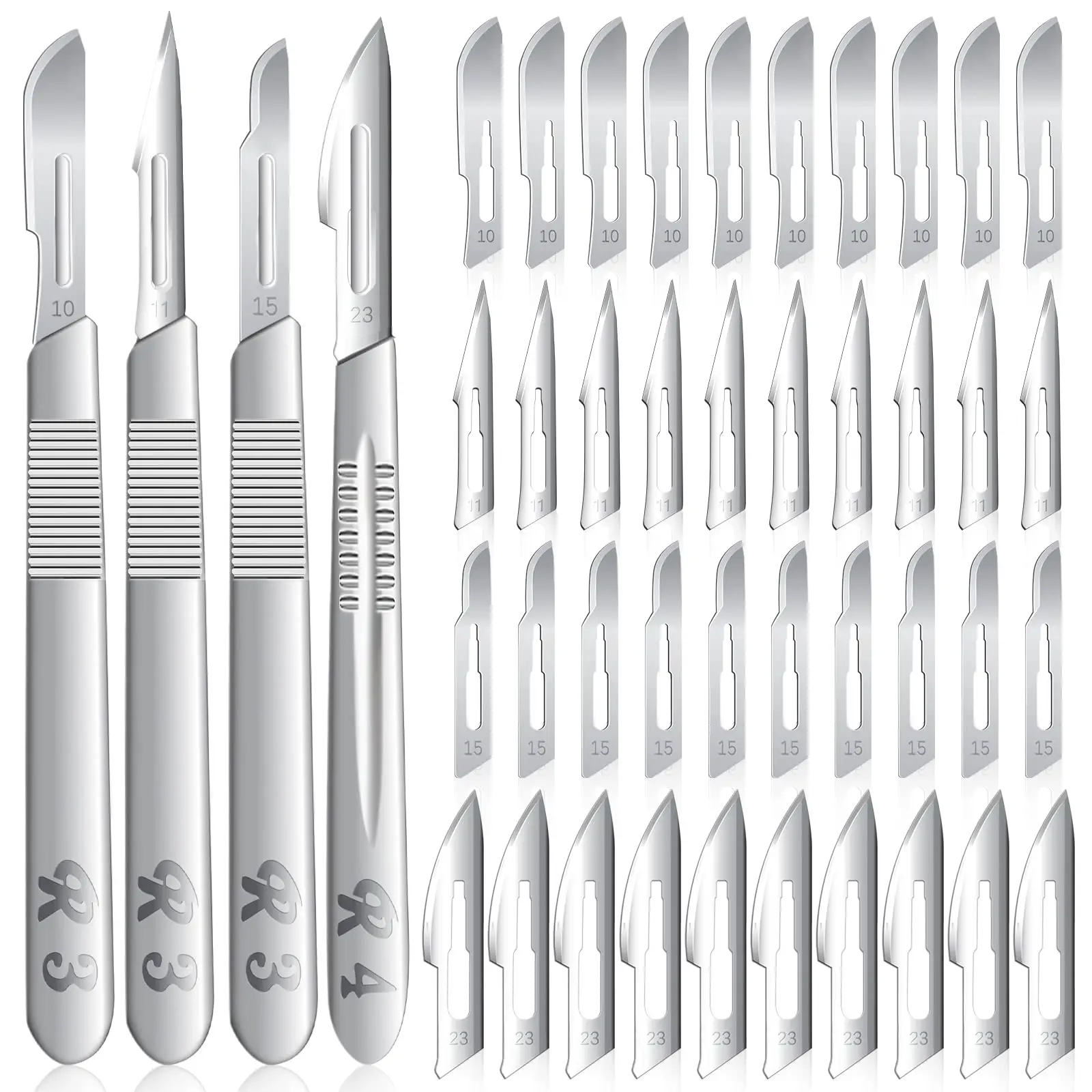 Packung mit 100 Klingen # 23 Skalpellklingen für Skalpellmesser Hochkohlenstoffstahl Dermablade-Klingen Einzeln Verpackt Steril Image