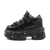 Neue Frauen Schuhe Punk Stil Lace-up Ferse Höhe 6CM Plattform Schuhe Frau Gothic Ankle Rock Stiefel Metall dekor Frau Turnschuhe