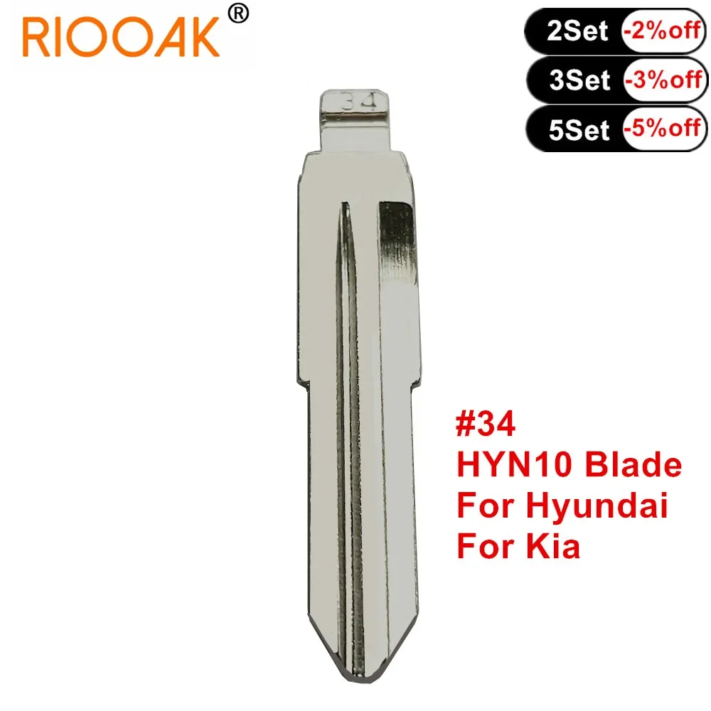 10 Stück # 34HYN10 Metallrohling, ungeschnittener Flip KD/VVDI-Fernschlüsselblatt für Hyundai ACCENT MISTRA Kia RIO M4 Schlüsselblatt Image