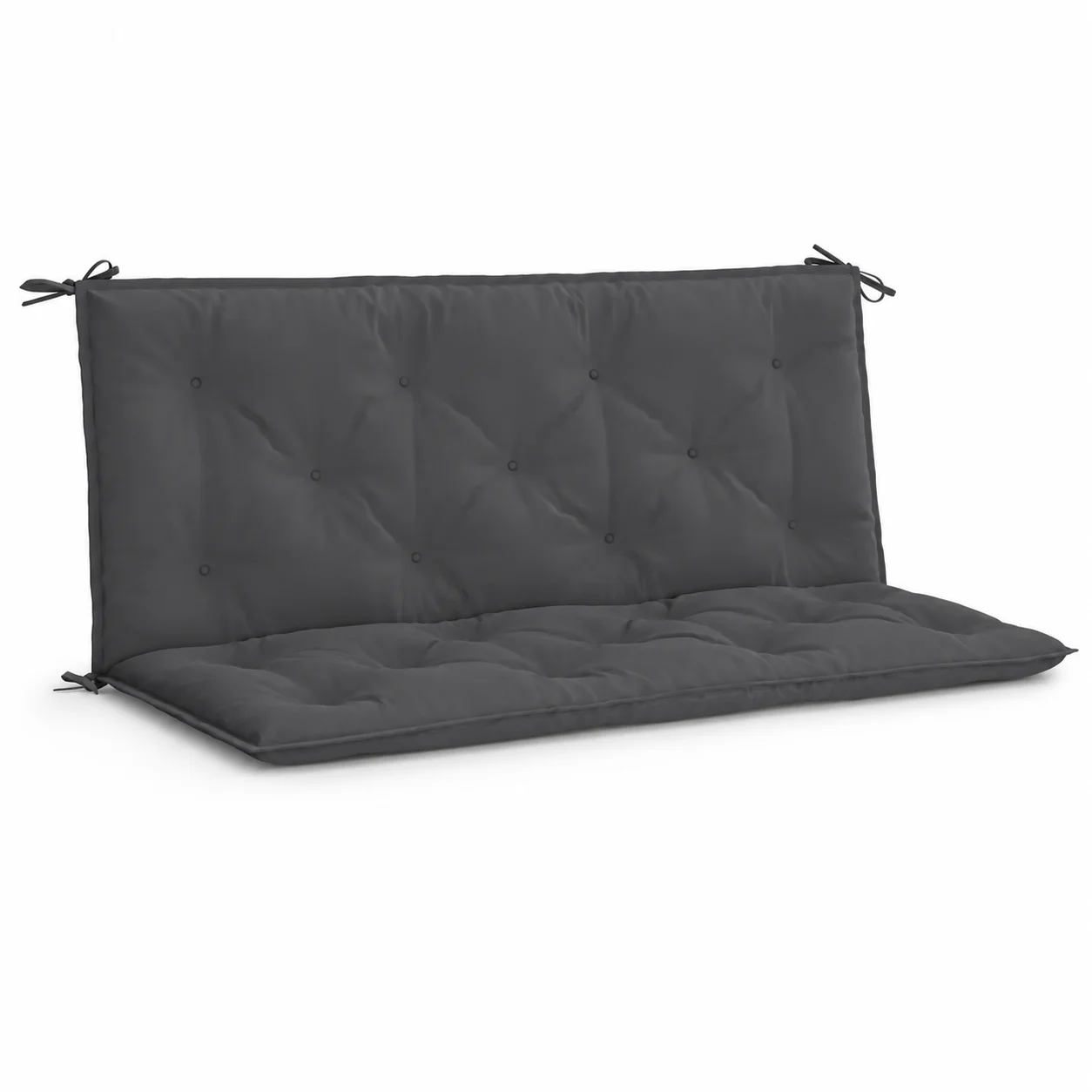 Gartenbankkissen Anthrazit 120x(50+50)x7 cm Oxford-Stoff, Wetterbeständiges Sitzkissen für Gartenmöbel, Rutschfestes Design mit Bändern, Dekoratives Kissen für Garten, Terrasse, Balkon Image