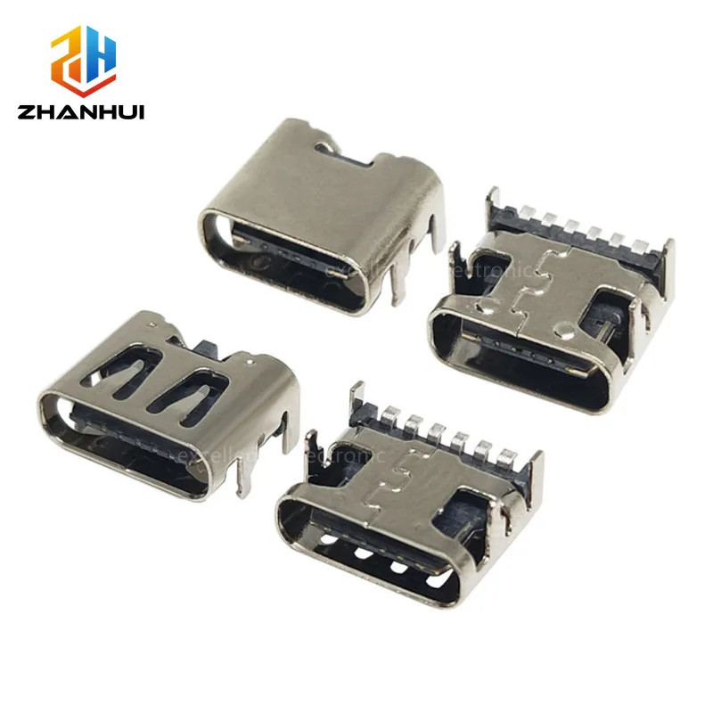 10/50 Stück 6-Pin SMT USB Typ C 3.1 Buchse SMD DIP PCB-Anschluss Hochstrom-Ladeadapter für DIY Image