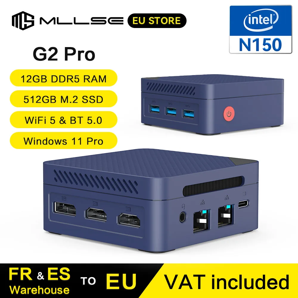 MLLSE G2 Pro Mini-PC-Prozessor Intel Twin Lake N150 LPDDR5 12 GB RAM, 512 GB SSD, Wi-Fi 5, BT5.0, Windows 11 Image