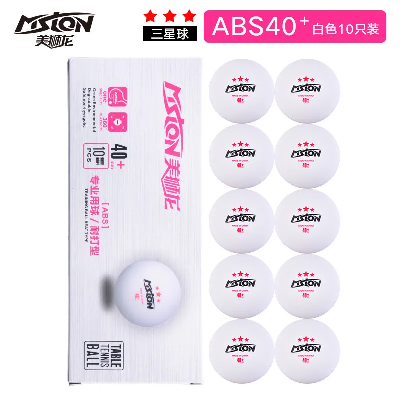 MSLON 3-Sterne-Tischtennisbälle aus ABS-Neumaterial, Tischtennisball 40+, Ping-Pong-Bälle, 10 Stück pro Box, für Wettkampf und Training Image