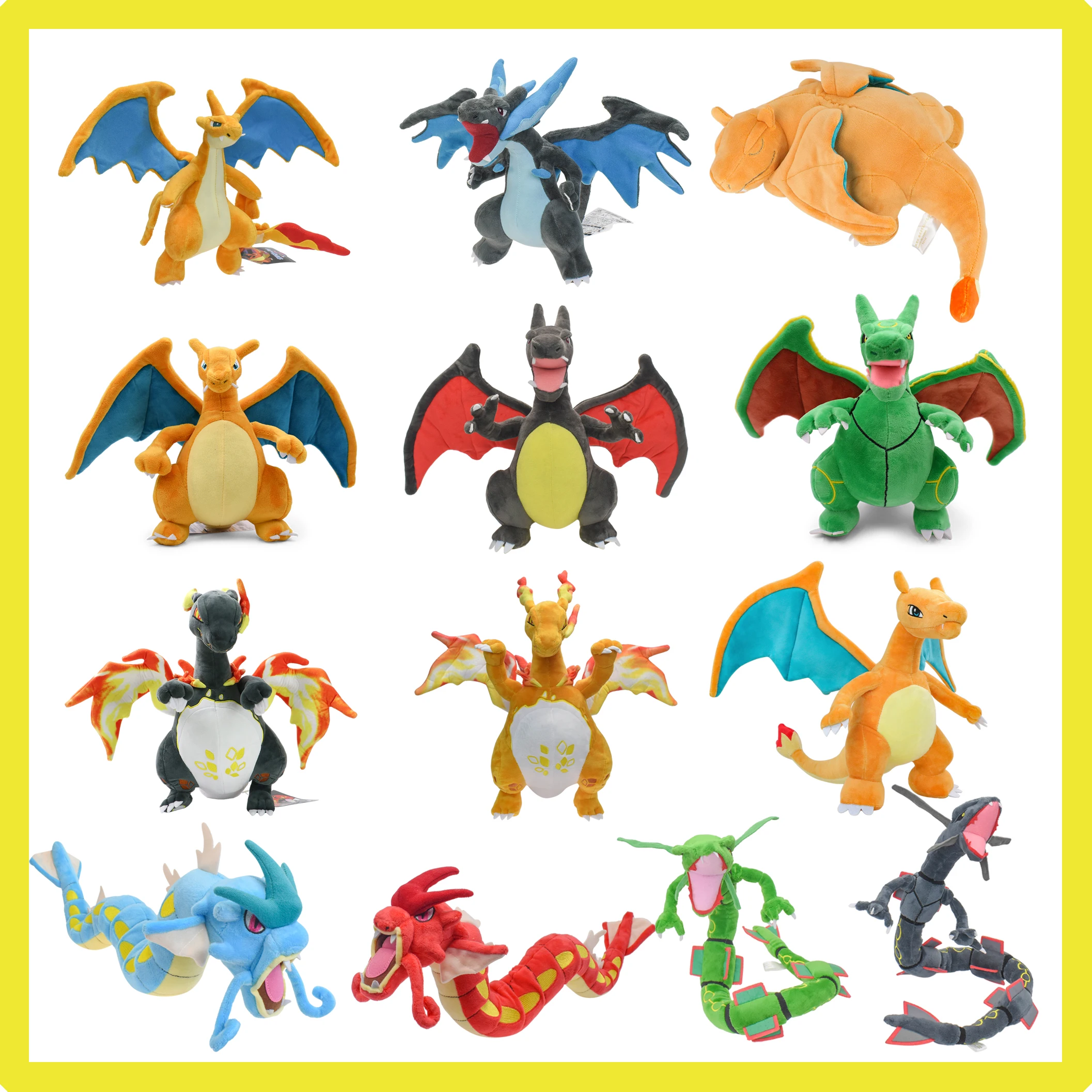 Charizard Mega Charizard X Plüschtiere Glänzende Rayquaza-Kollektion Glänzender Gyarados Weiche Cartoon Niedliche Anime-Puppe Kindergeburtstagsgeschenke Image