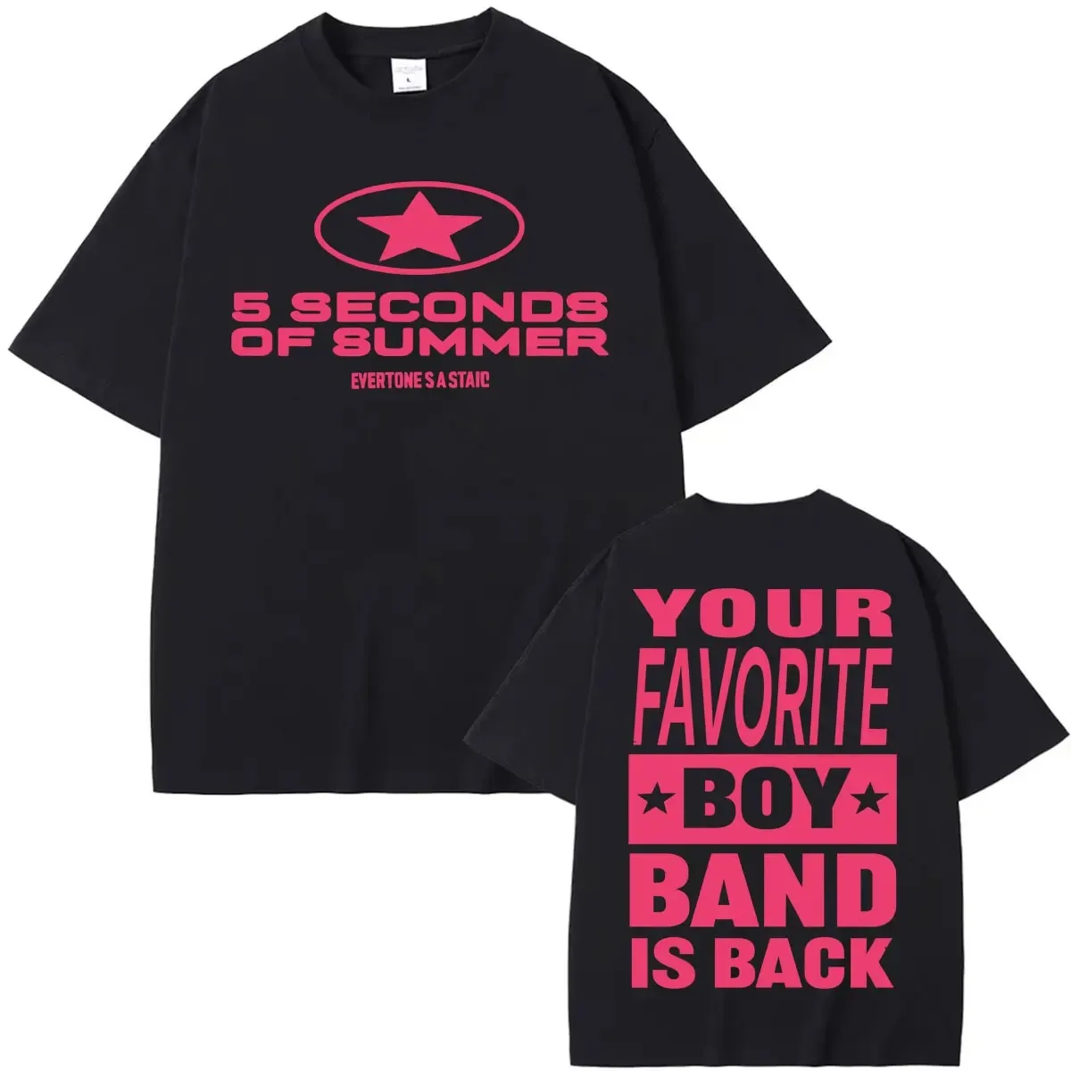 5 Seconds of Summer 2026 World Tour Everyone's A Star T-Shirt, Unisex Harajuku Hip Hop Street Style Crew Damen- und Herren-T-Shirts