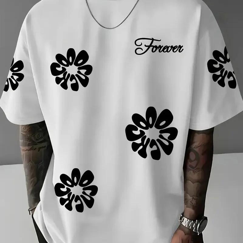 Das neue Herren-T-Shirt für den Sommer 2025: Outdoor-Streetwear, lässiger Komfort, atmungsaktiv, mit 3D-Blumenmuster, auch für Kinder geeignet, Größe 26