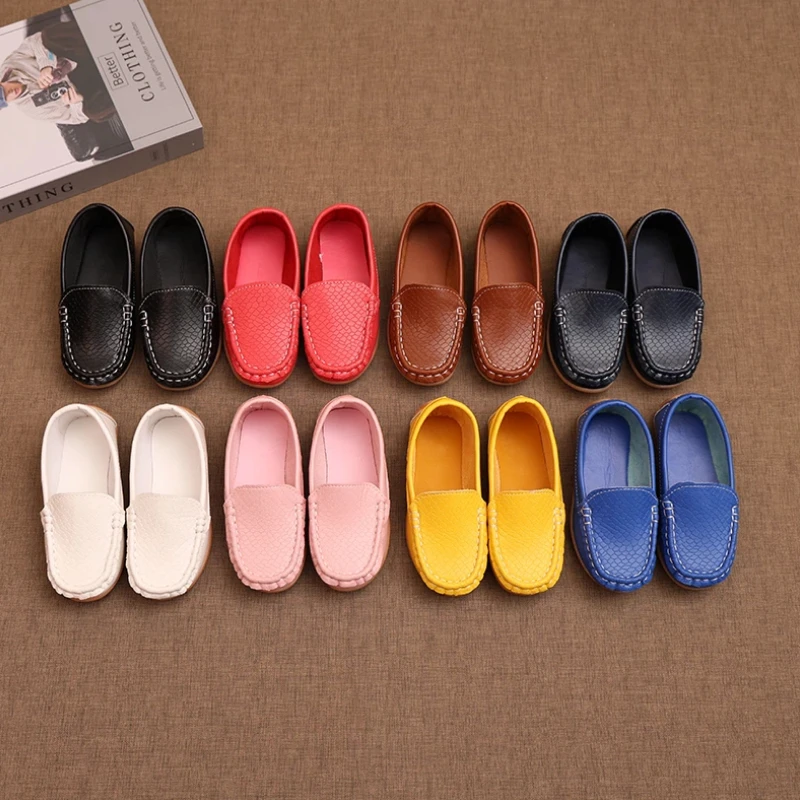 Frühlings-Loafer für Jungen und Mädchen aus PU-Leder, Slip-On-Kinderschuhe, mehrfarbige, lässige Bootsschuhe für Kinder, Schule, Alltag, Größe 21-36
