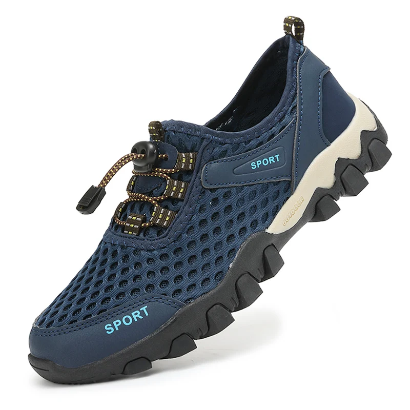 Outdoor Hiking Shoes for Men, Breathable Mesh Sports Shoes, Quick-Dry Water Shoes, Lightweight Trekking Shoes, Wear-Resistant Non-Slip River Tracing Shoes, Stylish Hollow-Out Casual Large Size Shoes