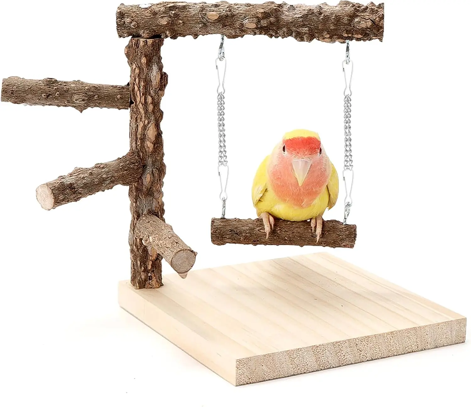Tisch-Vogelständer aus Naturholz, Spielplatz für Papageien, Vogelkäfig-Zubehör für Sittiche, Conures, Wellensittiche, Trainingshilfe Image