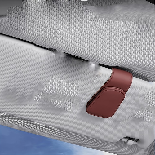 4er-Pack Auto-Sonnenbrillenhalter für die Sonnenblende, magnetische Brillenhalterung aus Leder, universeller Brillenhalter für die Sonnenblende Ticketkarten-Organizer für Auto, SUV und LKW,