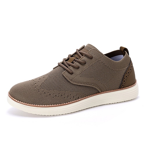Graue, perforierte Oxford-Sneaker für Herren, Schnürschuhe für den lässigen und eleganten Stil, leichte und bequeme Schuhe für Büro, Reisen und Alltag Image