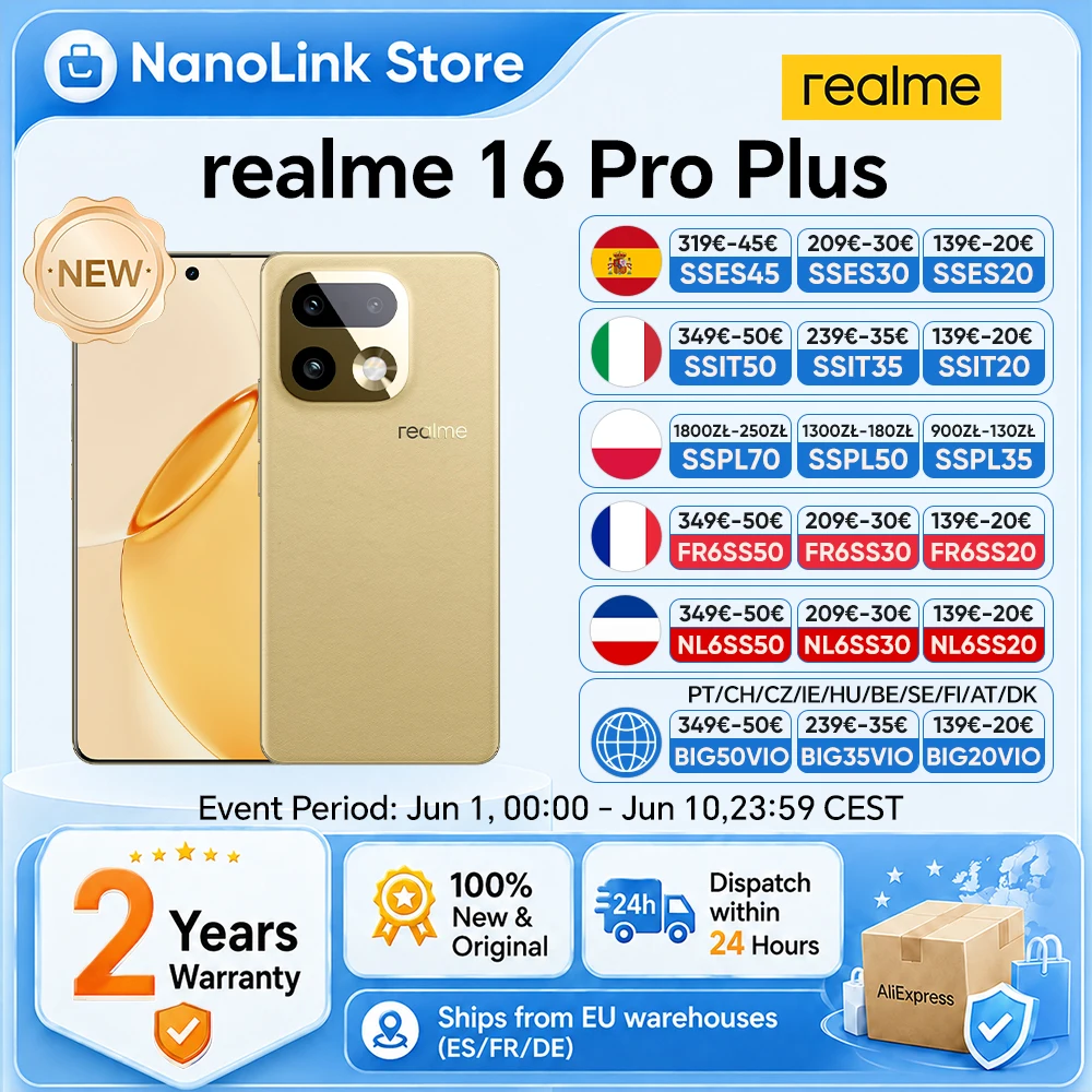realme 16 Pro Plus 5G Smartphone EU-Version Snapdragon 7 Gen 4 200MP Kamera 6,8'' AMOLED 144Hz Gebogenes Display 7000mAh Akku Image