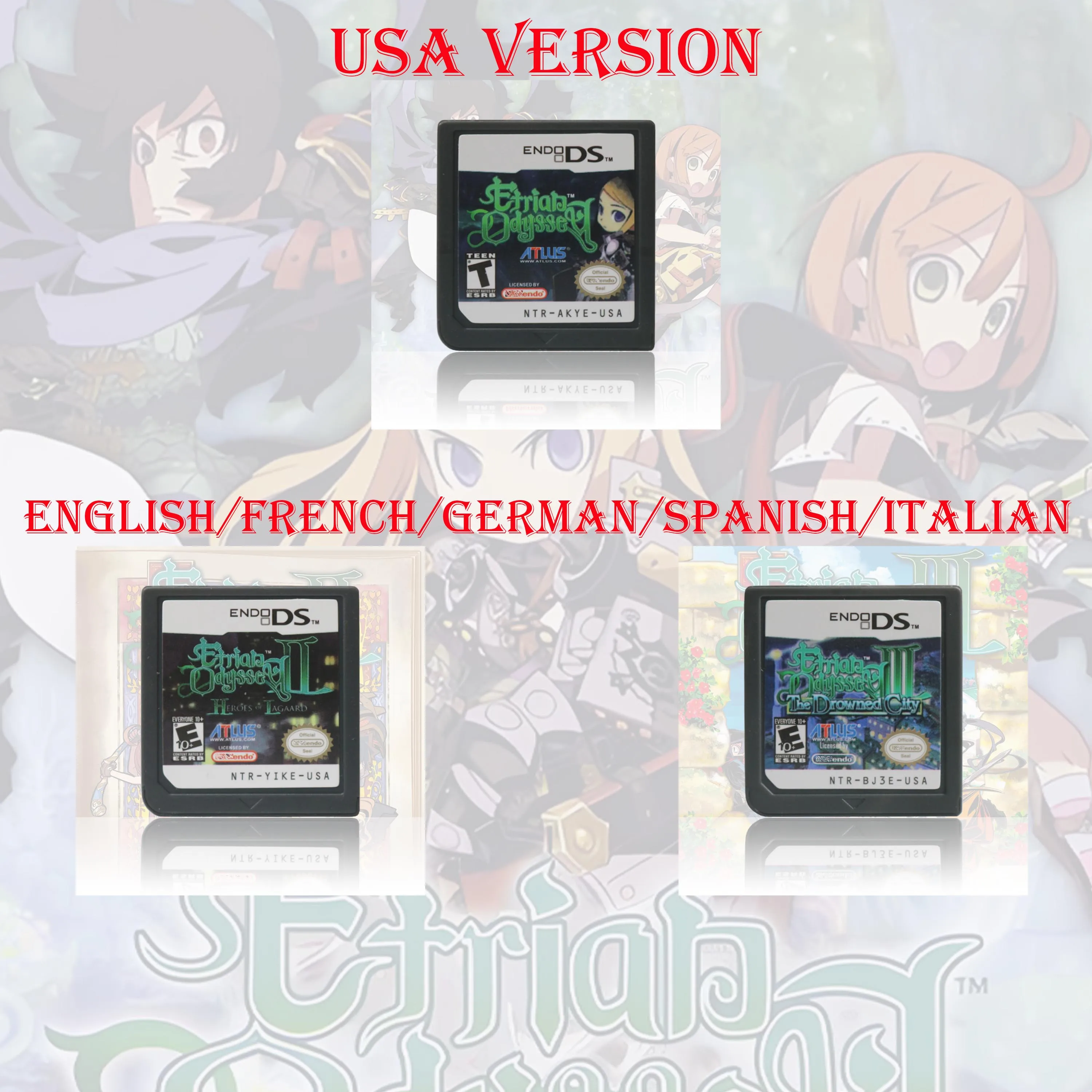 Etrian Odyssey I / II / III Series Version DS Game Cartridge Video Game Card USA Version Multi Language
