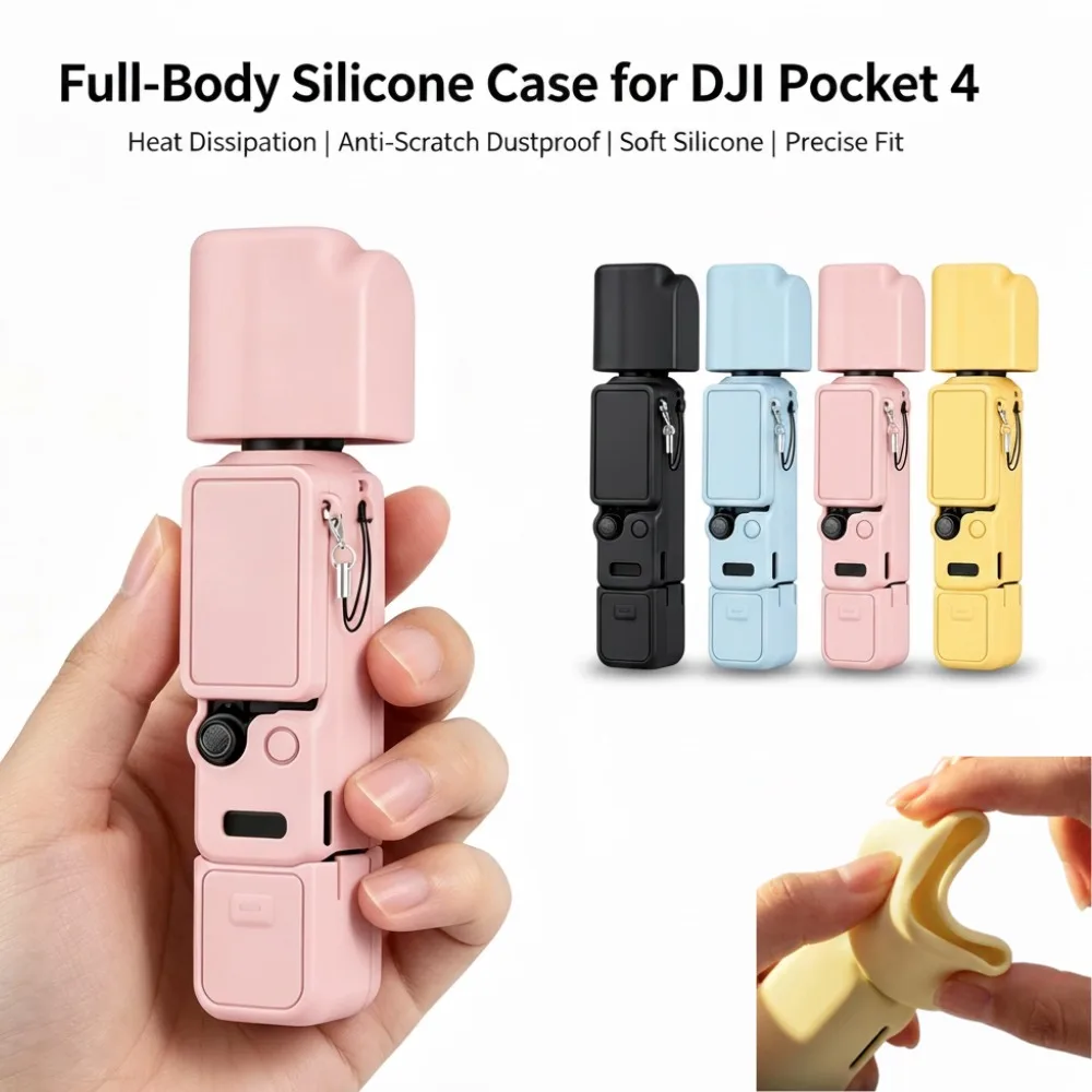 Silikonhülle für DJI Pocket 4, Ganzkörper-Schutzhülle, kratzfest, staubdicht, Wärmeableitungsschale, Handkamera-Hülle Image