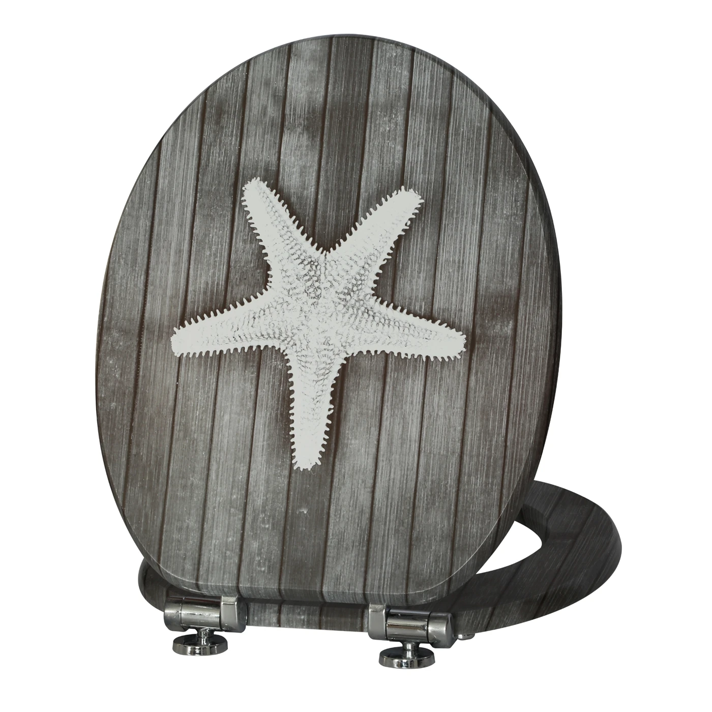 SINOBATH Toilettendeckel mit Absenkautomatik, Toilettensitz aus Holz, Toilettendeckel, antibakterieller Toilettensitz mit Motiv Image