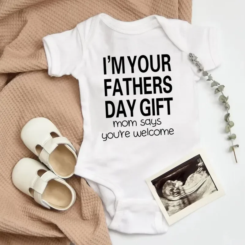 Schwangerschaftsankündigung Bestes Vatertags-Geschenk Baby-Strampler Neugeborenen-Kleidung Lustige Schwangerschafts-Enthüllung Image