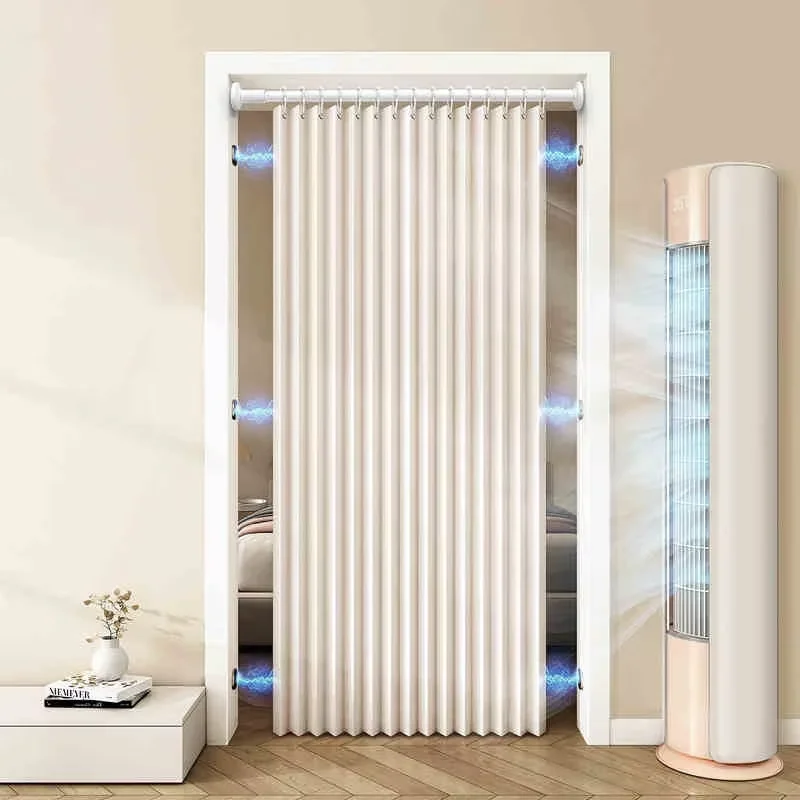 Magnetischer Faltbarer Akkordeon-Türvorhang Kleiderschrank-Vorhang Raumteiler Fenstervorhang für Schlafzimmer Wohnbereich Image