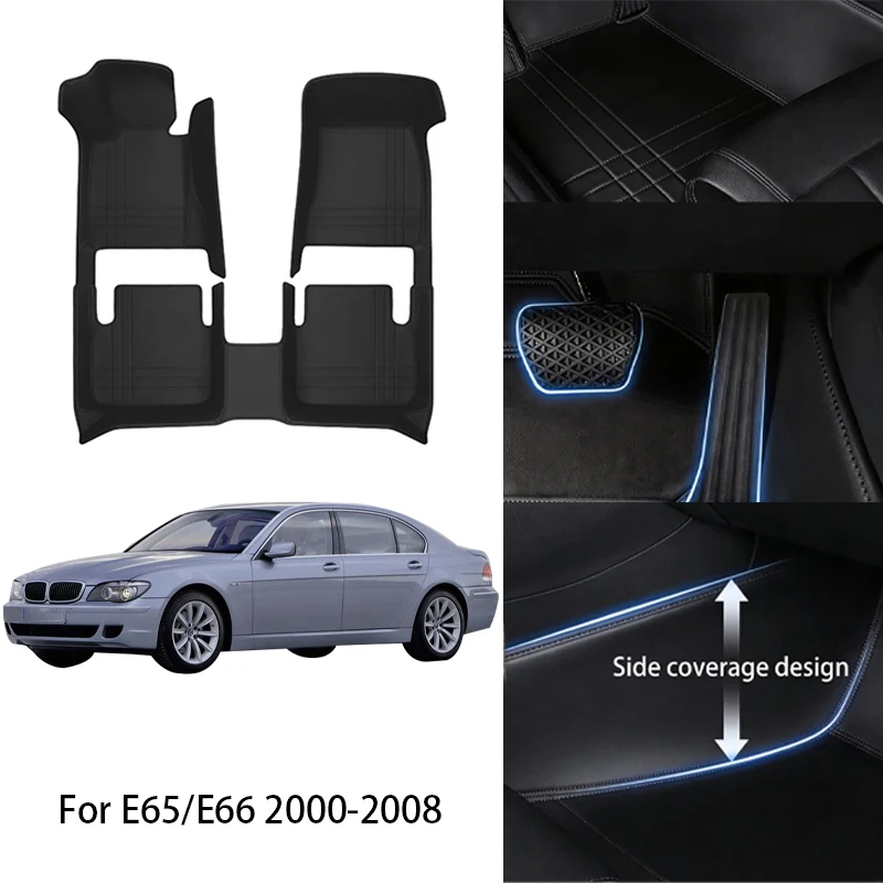 Maßgeschneiderte PU-Leder-Autofußmatten für BMW für die Serie 7 E65 E66 F01 F01 G11 G22 2000-2022 Komplettset Auto-Innenausstattung. Image