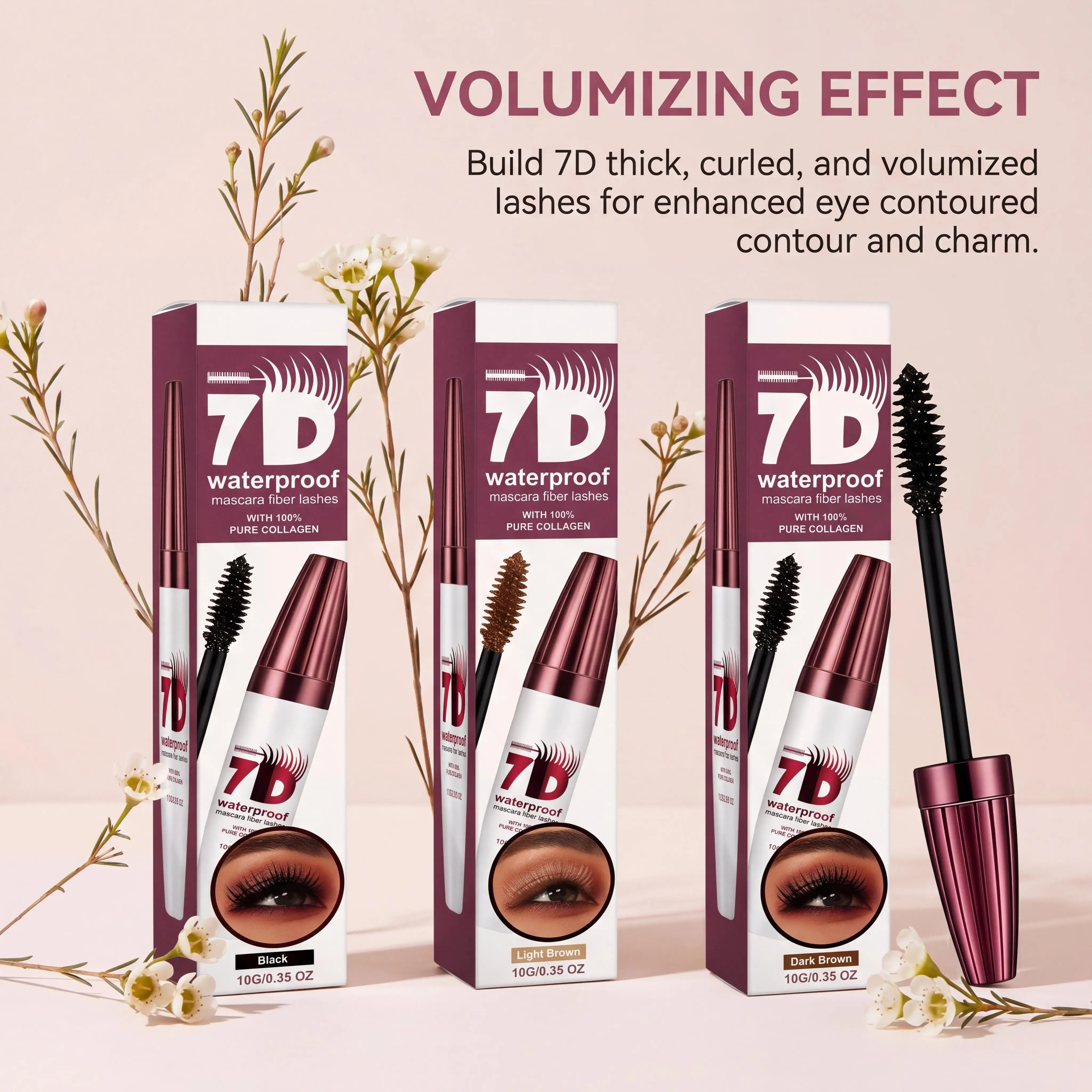 7D Mascara, wasserfest, für Wimpernverdickung und -verlängerung, für ein natürlich geschwungenes Wimpern-Design, Wimpernverlängerungskosmetik Image