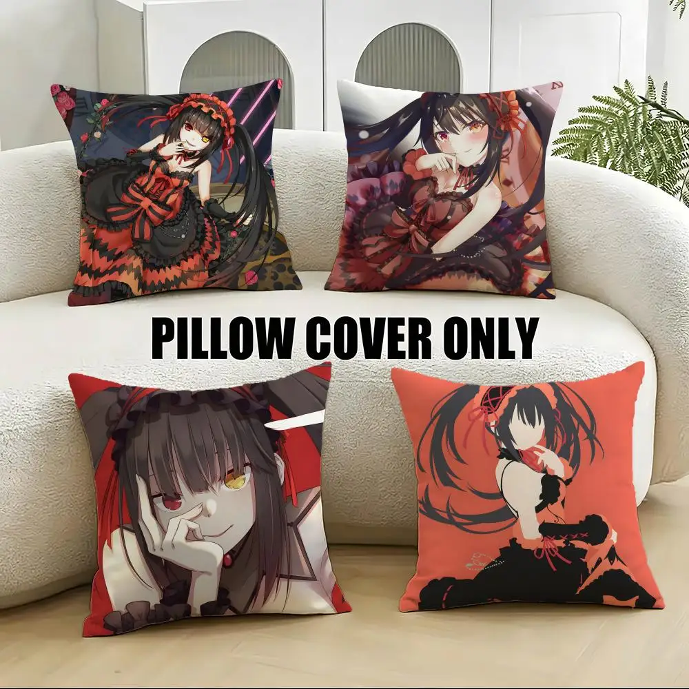 Anime T-Tokisaki Kurumi AnimeS Kissenbezug 4-teilig Weiche Plüsch-Kissenhüllen 40x40 45x45 für Sofa Schlafzimmer Image