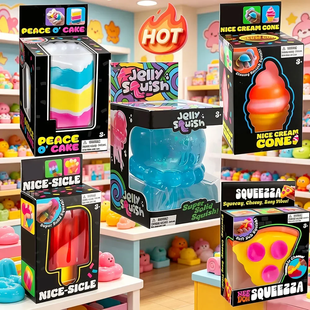 Schylling Needoh Nice Cube Sensorischer Würfel Nice-Sicle Stressabbau-Quetschwürfel Anti-Angst-Quetschobjekt für Konzentration bei ADHS-Betroffenen Image