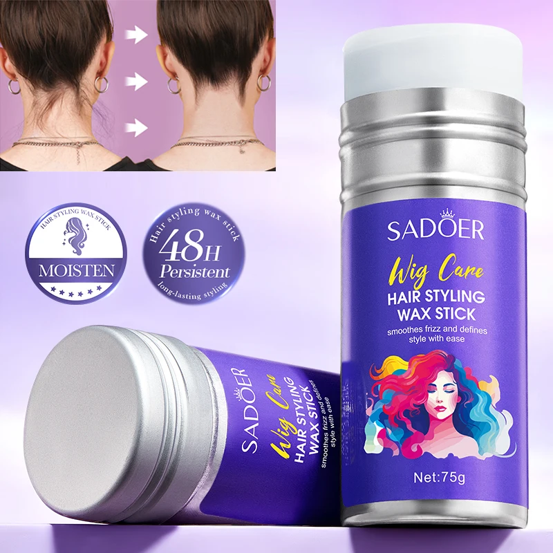 SADOER 75/150g Haarstyling-Wachsstift, natürlich und flauschig, tragbares Styling, Anti-Frizz, geeignet für Perücken und Naturhaar. Image