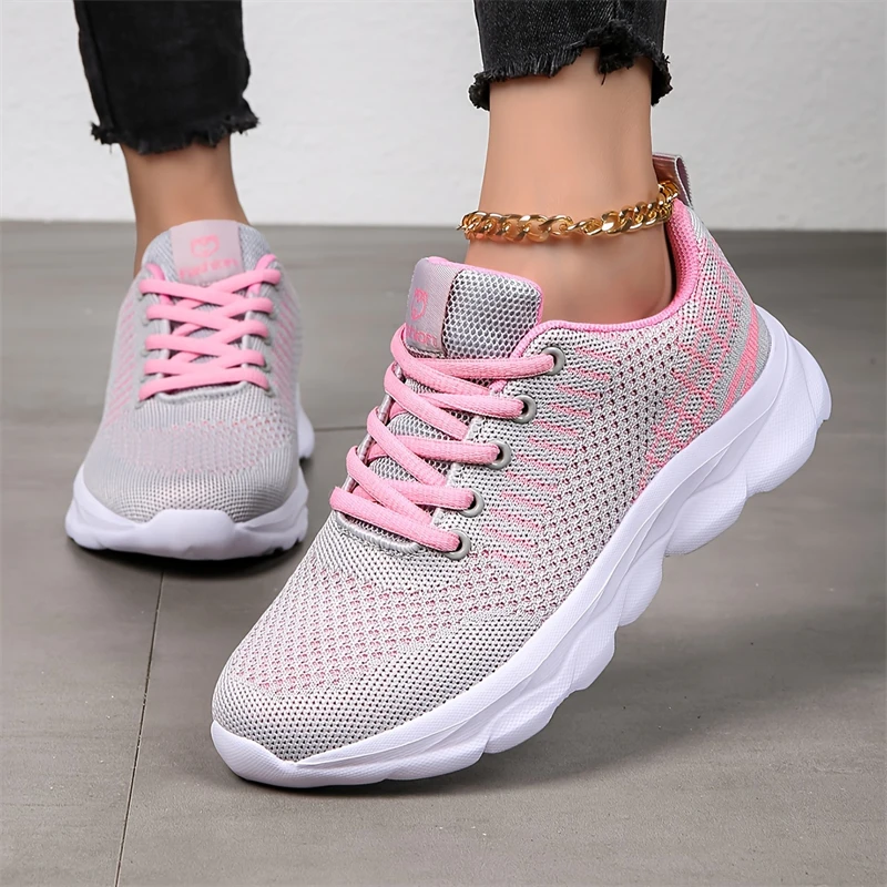 Bestseller Damen-Laufschuhe Leichte Sportschuhe Damen-Walkingschuhe Atmungsaktive Strick-Freizeitschuhe für Frauen Trainingsschuhe