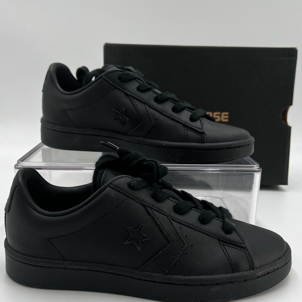 Converse Shoes | Converse Pro Leather Ox Youth Sneakers Black Black Black 358172c Size 2 Us | Color: Black | Size: 2b