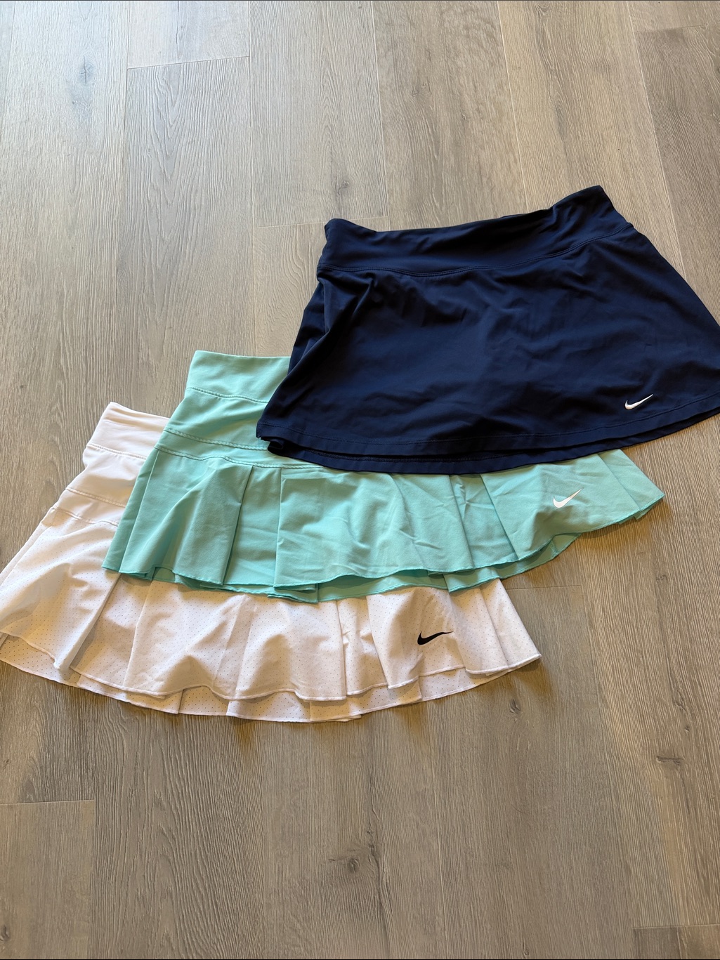 Nike Skirts | 3-Pack Nike Women’s Tennis Skirts In Navy, Teal & White. Amazing Deal! | Color: Blue/White | Size: L