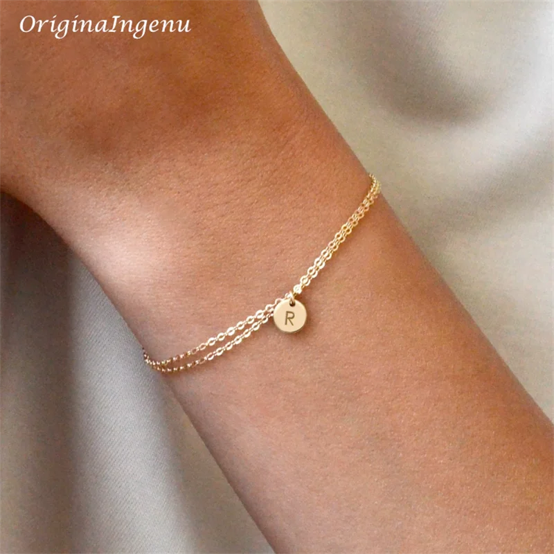 Hand gefertigte benutzer definierte lette Armband 14 Karat Gold gefüllt personal isierte Armband trüben resistenten Schmuck hypo allergenen Armbänder Image