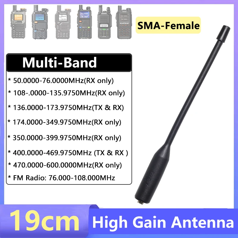 Walkie Talkie Antenne Highnh Gain SMA-Buchse Dual Band 19 cm Multi-Band Antenne Für Baofeng UV-5RH Quansheng UV-K6 K5 Zwei Weg Radio Image