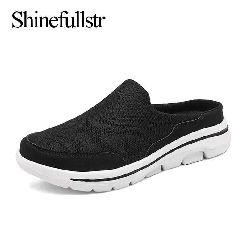 Sommer Männer Indoor Mesh Hausschuhe Haus Hause Hausschuhe Halbe Schuhe Unisex Atmungsaktive Weiches Licht Große Größe 47 48 49