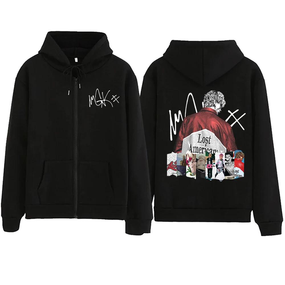 Rapper MGK Lost Americana Tour Zipper Hoodie Mann Frau Harajuku Langarm Pullover Tops Sweatshirt Geschenk Image