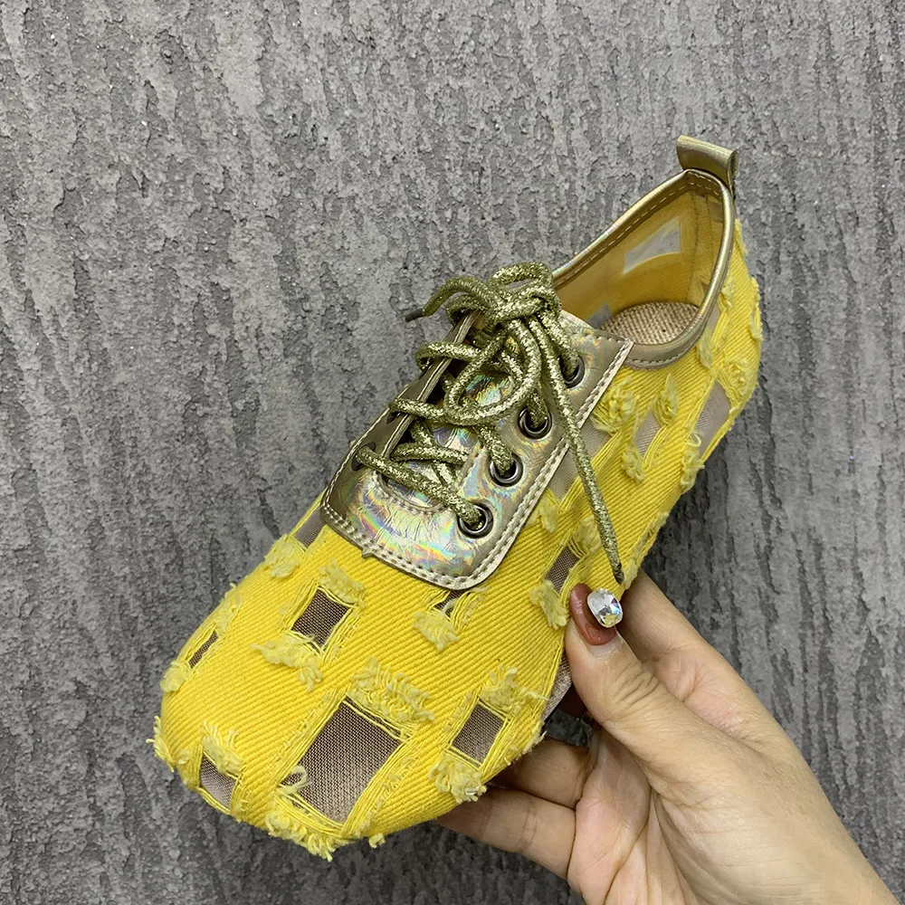 Sommer Frauen Schuhe atmungsaktive Casual Flats Schuhe plus Größe Schnürschuhe Designer Schuhe