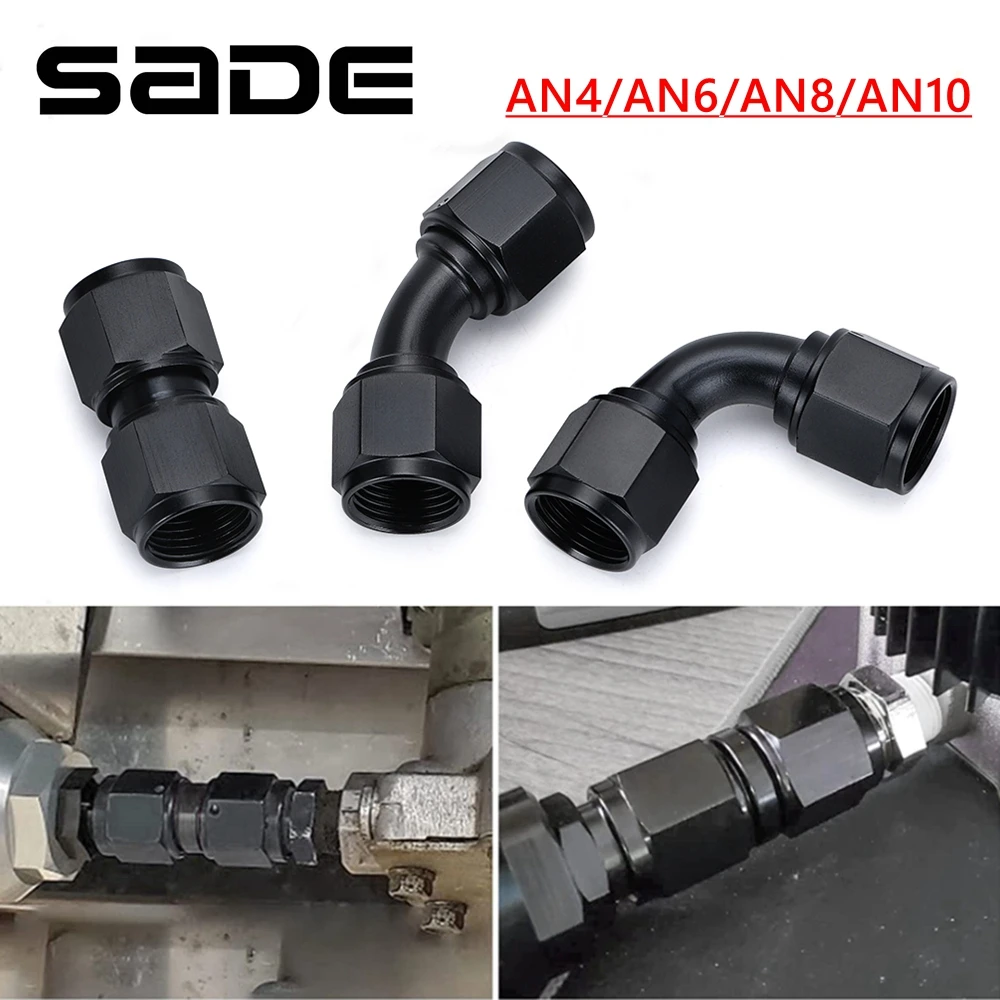 Universal AN4 AN6 AN8 AN10 Buchse Auf Buchse Union Aluminium 0/45/90 Grad Schlauch Fitting Adapter Ellenbogen Öl kühler Anschlüsse Image