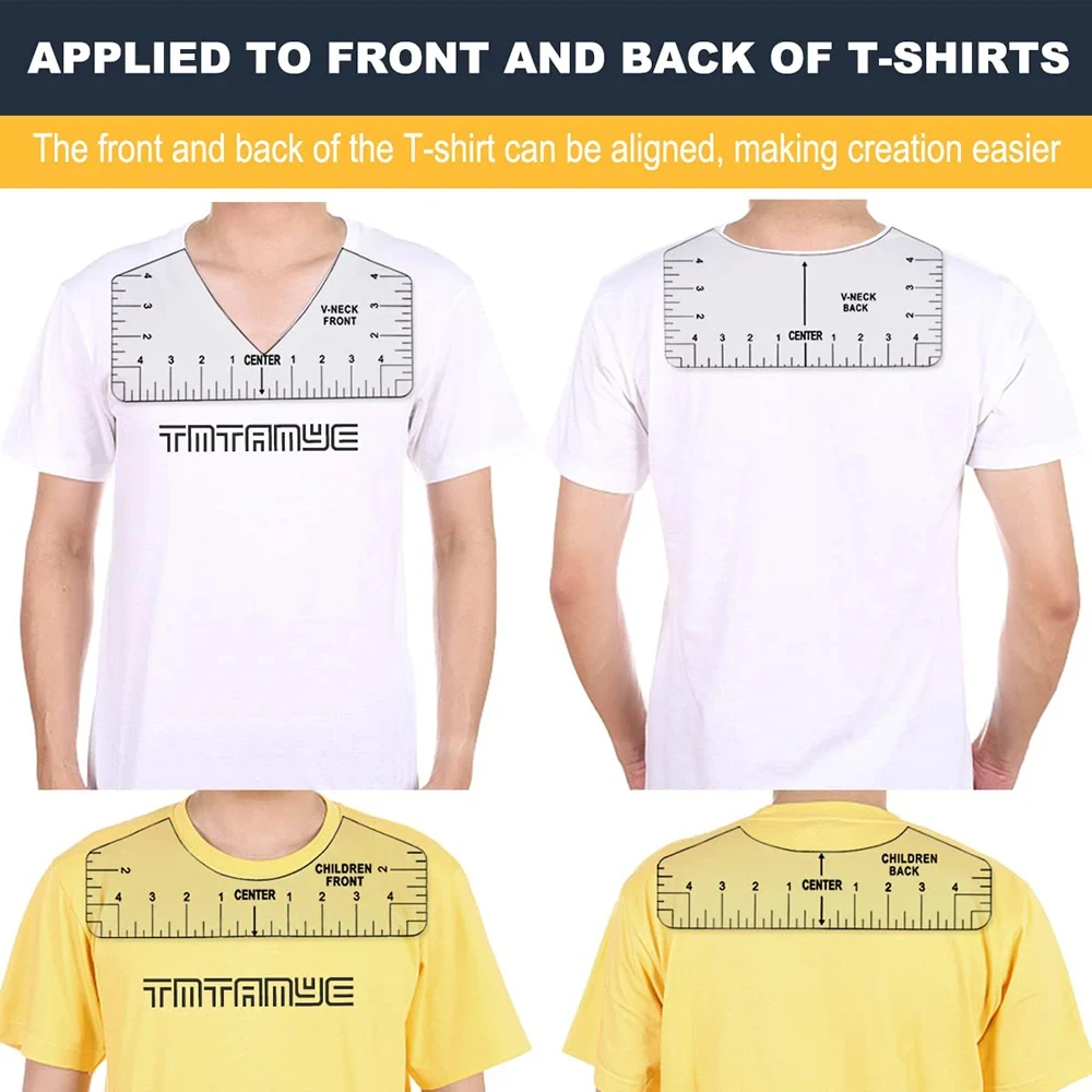 9 Teile/satz T-Shirt Herrscher zu Center Designs T-shirt Lineal Guide Mit Größentabelle für Erwachsene Jugend Kleinkind Nähen Messwerkzeuge Image
