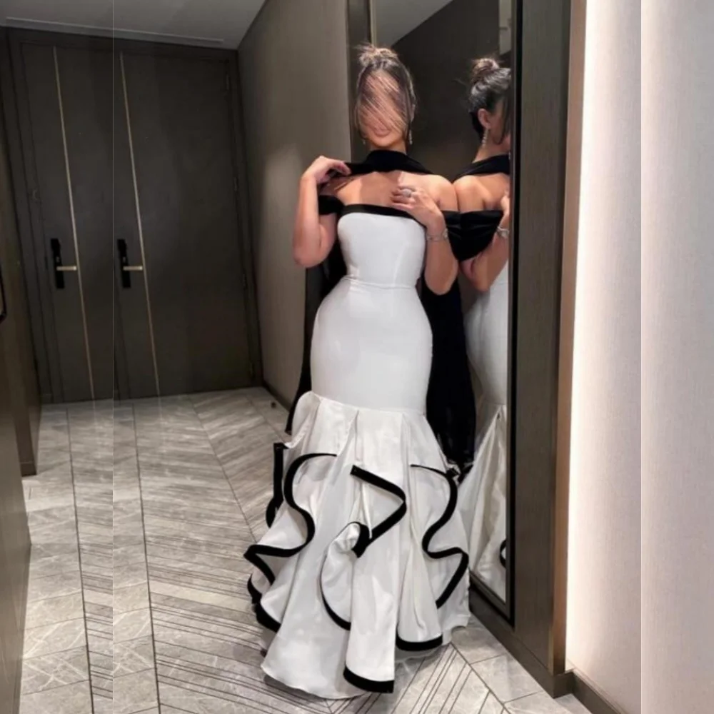 Customized Jersey Ruffle Off-the-shoulder Mermaid Long Dresses Bespoke Occasion Evening Fashion Elegant Matching