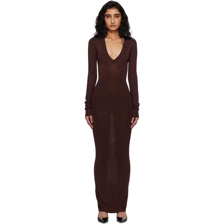 Long Sleeve V Neck Maxi Dress