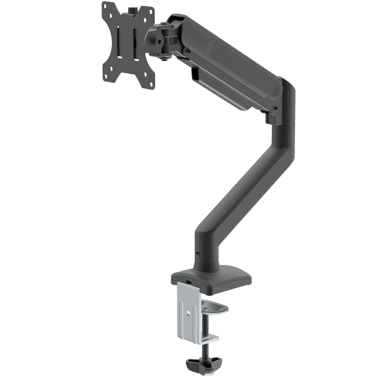 KARAT Gasdruckfeder Monitorarm Schwarz Einarmig - Flexibel verstellbare Monitorhalterung mit Tischklemme - für 1 Monitor Image