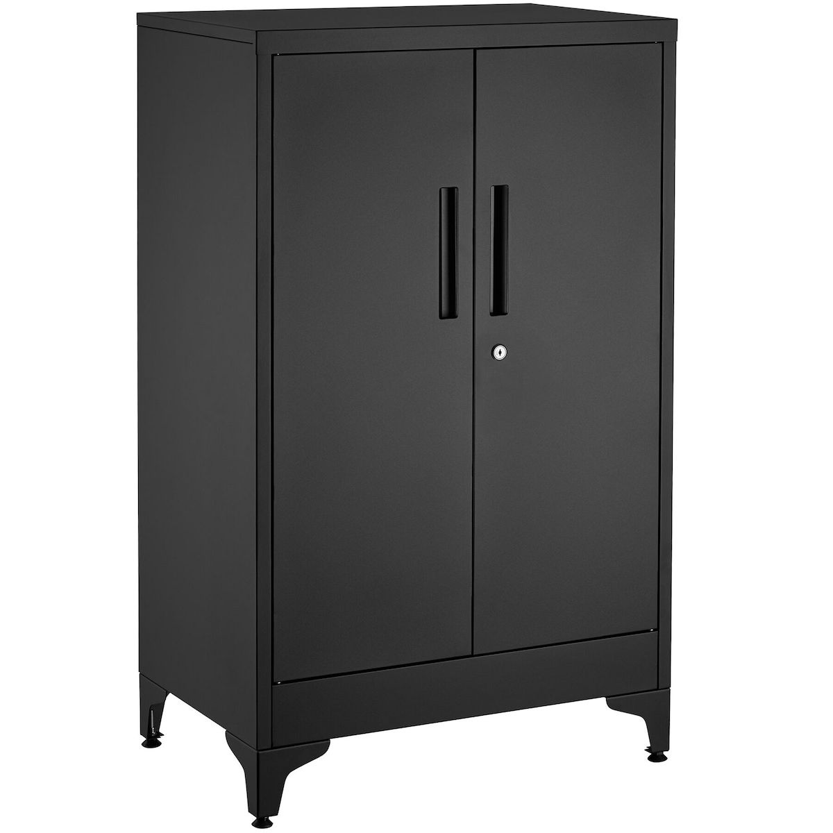 TecTake GmbH tectake Aktenschrank Blake, Magnetverschluss, höhenverstellbare Böden, 60x40x100cm, schwarz, Büro, Stauraum Image