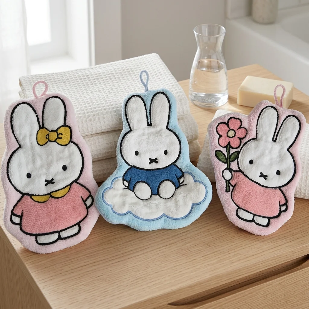 1/3 Stück Niedliche Miffy Handtücher, Verdickte Toiletten- und Badezimmer-Cartoon-Tücher, Geschenk-Handtücher, Miffy-Accessoires Image