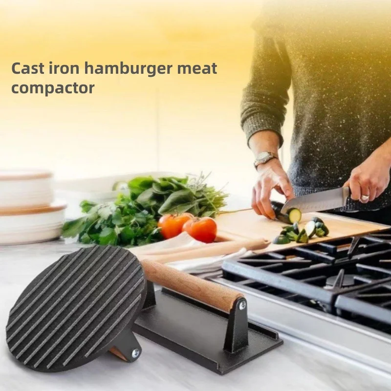1 Stück rechteckige Fleisch presse aus Gusseisen, runde Hochleistungs-Steak-Burger-Press-Grill presse für Flat-Top-Grill-Hamburger-Mühle Image
