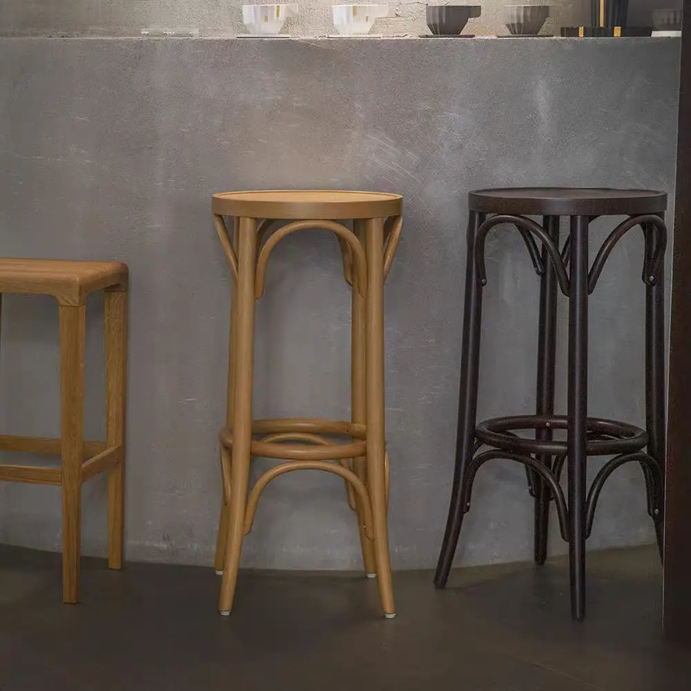 # Moderne, schlichte, gewerbliche Barhocker aus Buchenholz mit Rattan-Rückenlehne für Restaurants