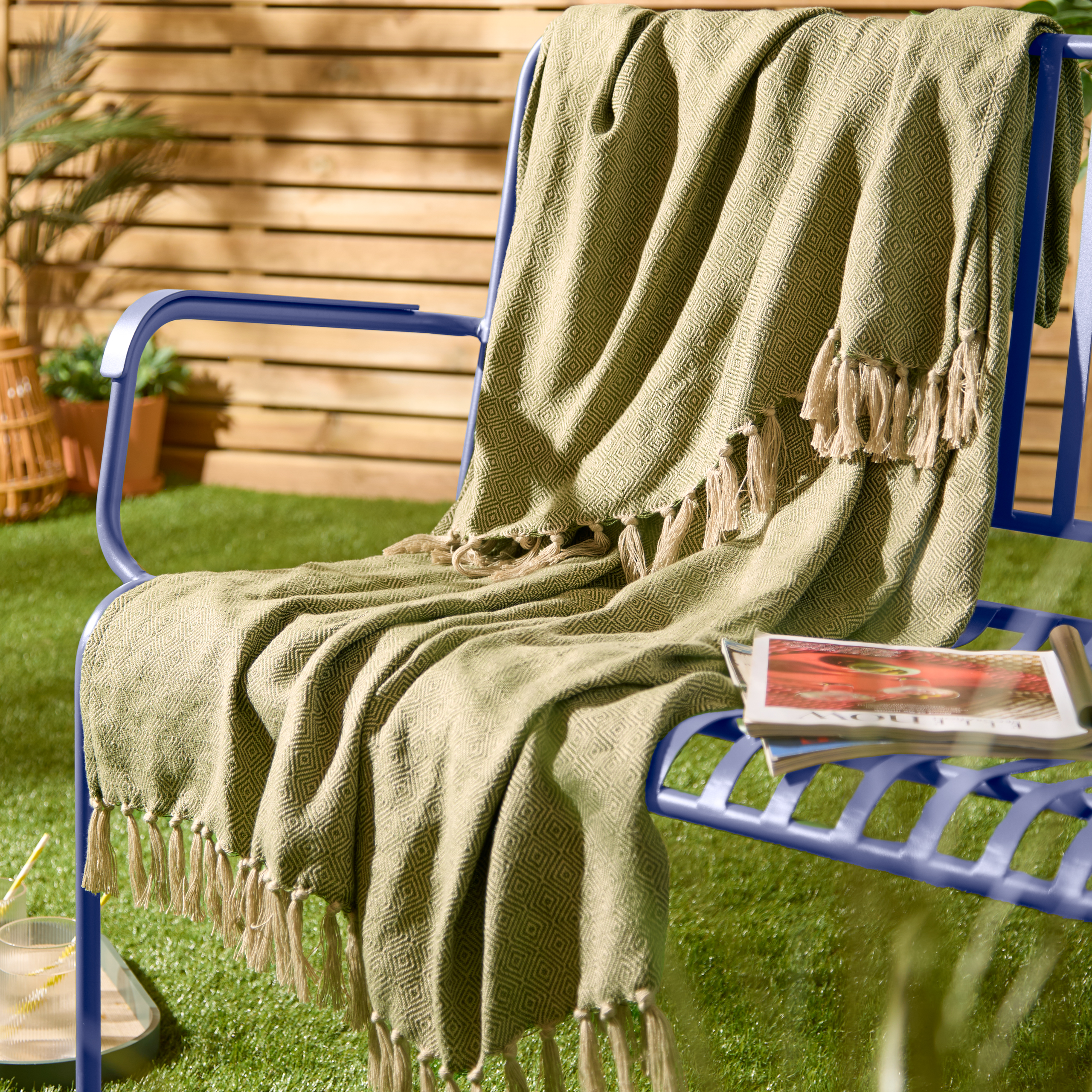 furn. Dessa Woven Indoor/outdoor Throw, Olive - Green - Size 130 cm x 180 cm | furn. Sale | Discount Designer Brands