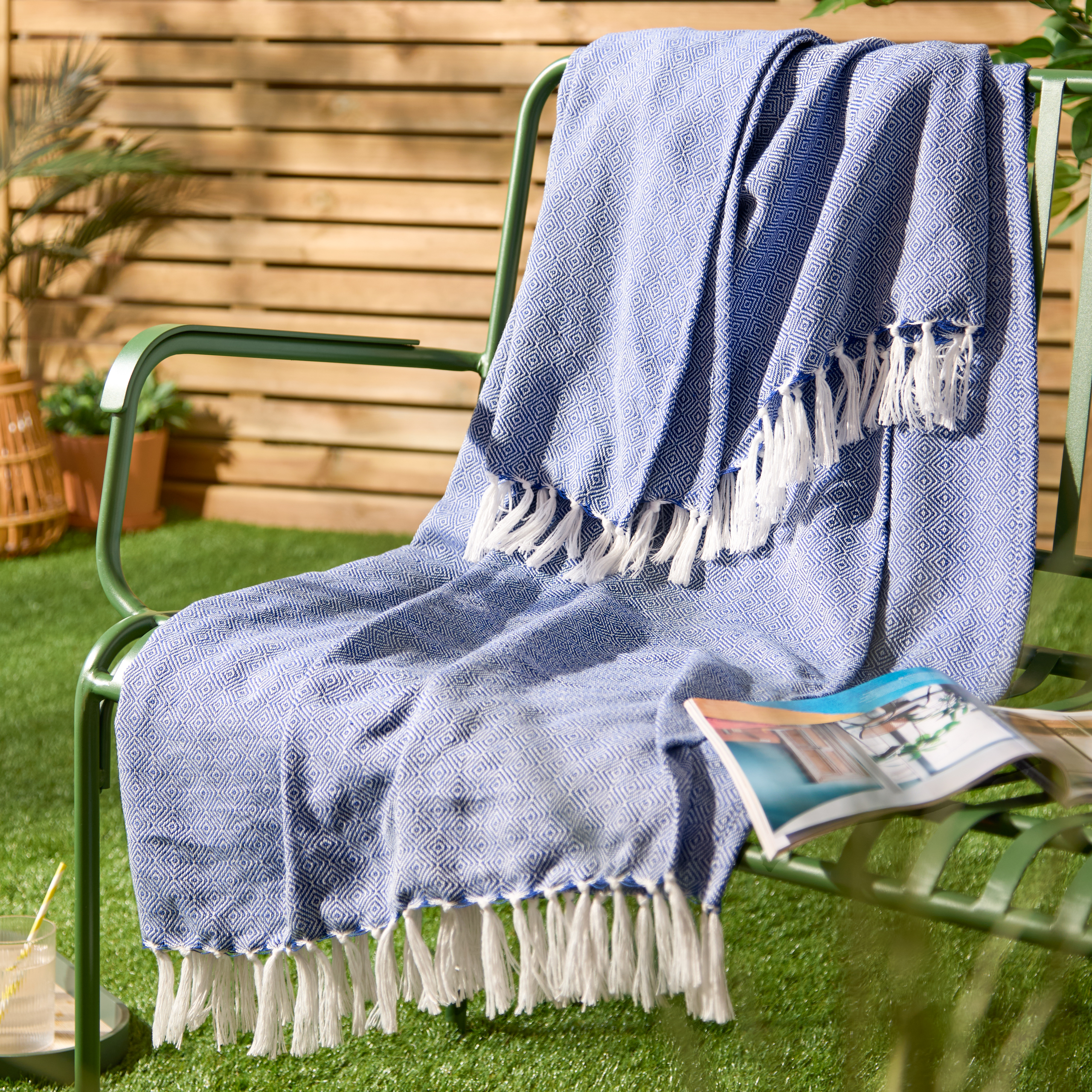 furn. Dessa Woven Indoor/outdoor Throw, Cobalt - Blue - Size 130 cm x 180 cm | furn. Sale | Discount Designer Brands