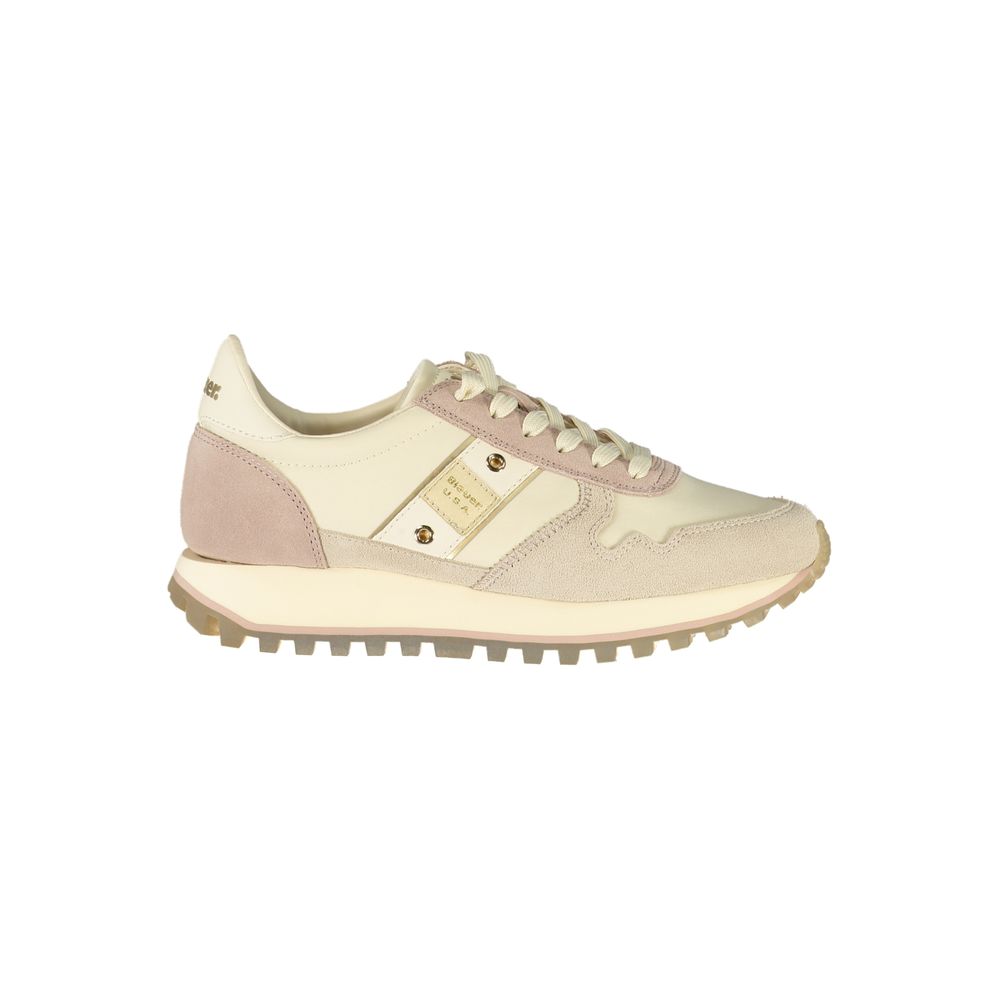 Blauer Beige Leder Damen Sneaker US 39