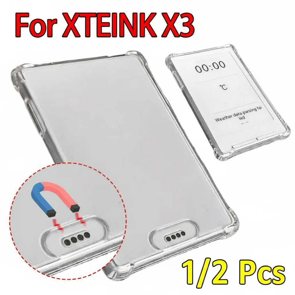 1/2 Stück Anti-Fall-Hülle für XTEINK X3 E-Book XteinkX3 Original Schutzhülle aus weichem TPU, stoßfeste Rückseite, transparente Hülle Image